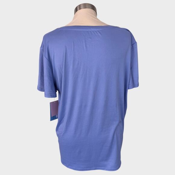 Hanes Large Cloud Knit Blue Comfort Sleep V Neck Short Sleeve Top NEW NWT - Picture 7 of 10
